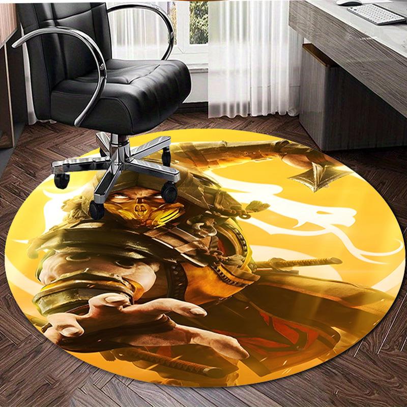 1pc Mortal Kombat4 Print Round Carpet Chair Round Carpet Suitable for Bedroom Living Room Home Decorative Carpet