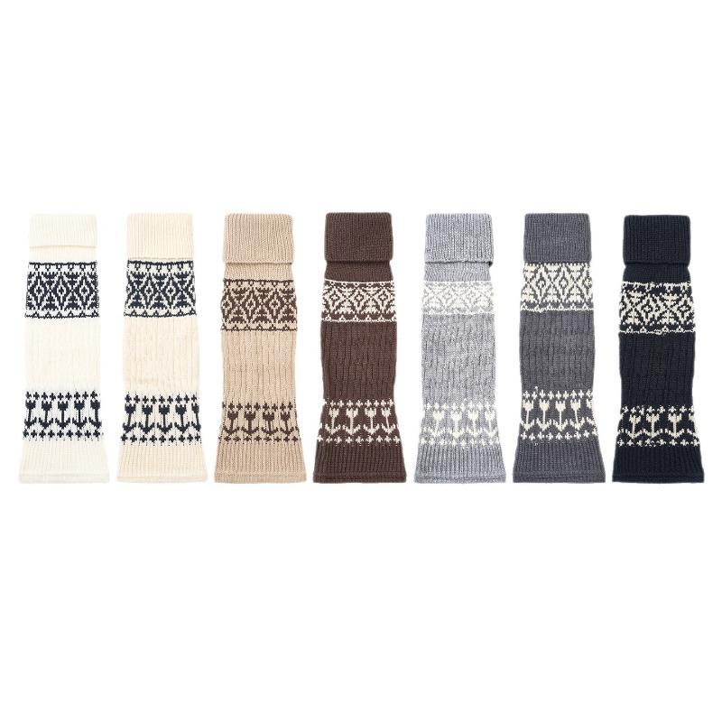Носки Sock Lady, Носки в стиле зима и осень, Носки с узором Fair Isle, Теплые и толстые, Ретро-серые гольфы и гетры с ромбовидным узором