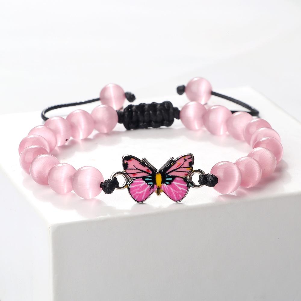 Adjustable Hand-Woven Bracelet with Butterfly Pendant for Women, Men's Gift, In Stock