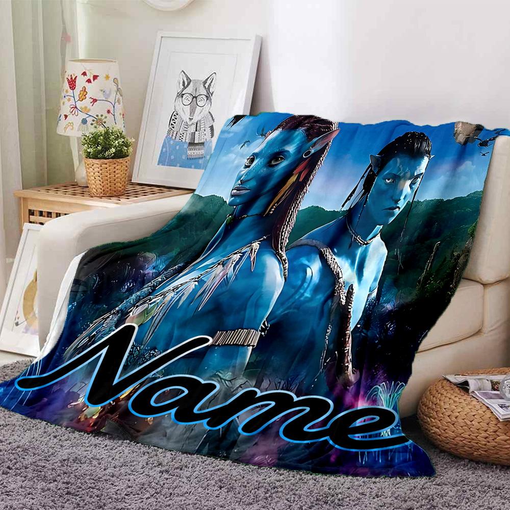 Custom Name Avatar Blue Fantasy Flannel Blanket For Super Soft Cute Comfort Blanket For Travel Bedding Couch Sofa Blanket