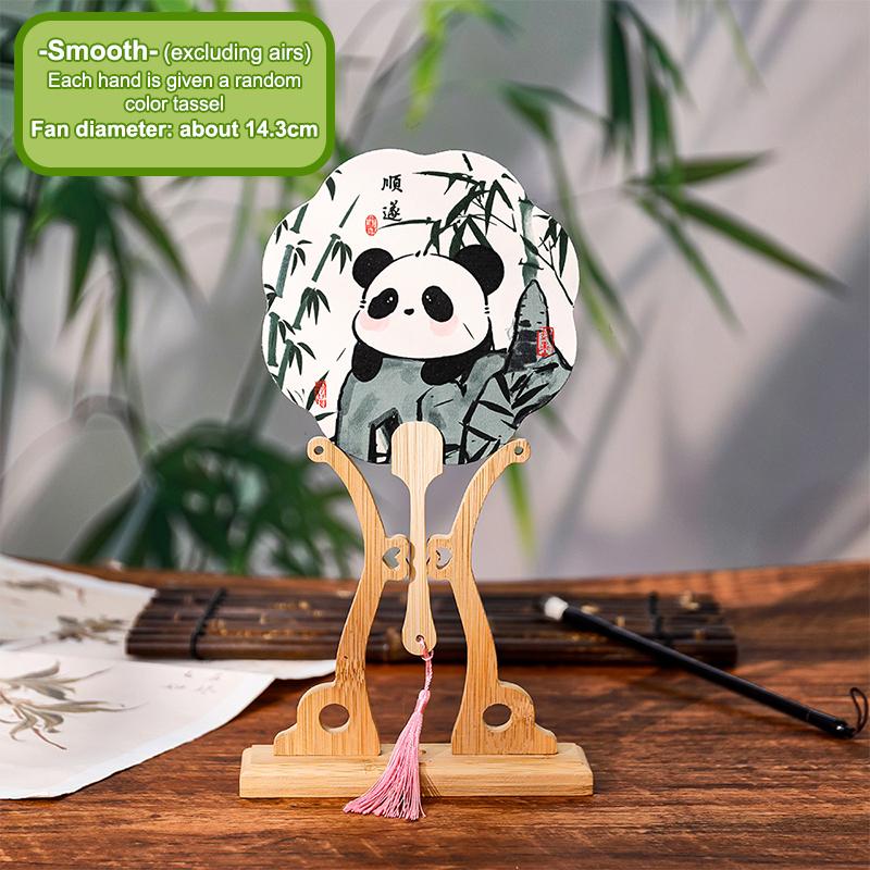 Трендовый ретро веер-шар с кисточкой в виде панды, танцевальный ручной веер, аксессуары для свадебной вечеринки, ципао, костюм тан