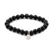 Stones and Minerals. Black Obsidian Bead Bracelet 8mm. Made In France.