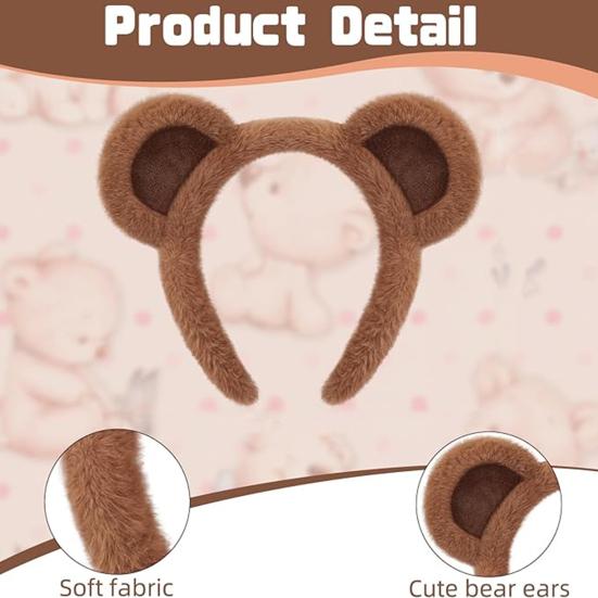 Yousheng 3/4 шт./компл. повязка на голову с ушками бурого медведя, плюшевые уши животного, обруч для волос, аксессуары для косплея на Хэллоуин