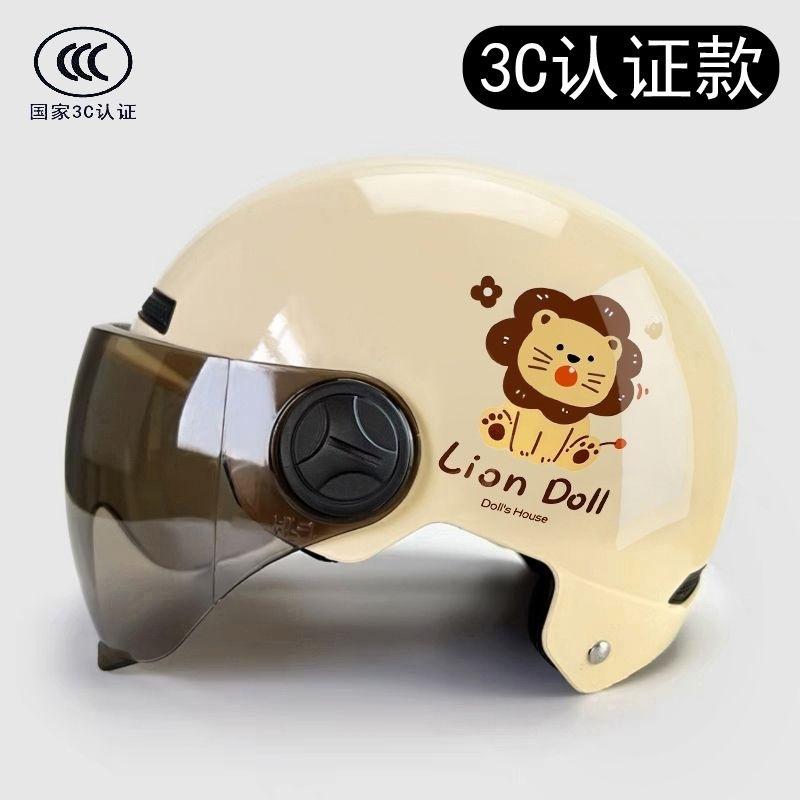 Cartoon cat 3c certified electric car helmet women's winter four seasons new national standard motorcycle safety half helmet cute