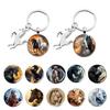 Animal Running Horse Keychain Exquisite Steed Pattern Glass Cabochon Keychain Men'S Charm Keyring Gift