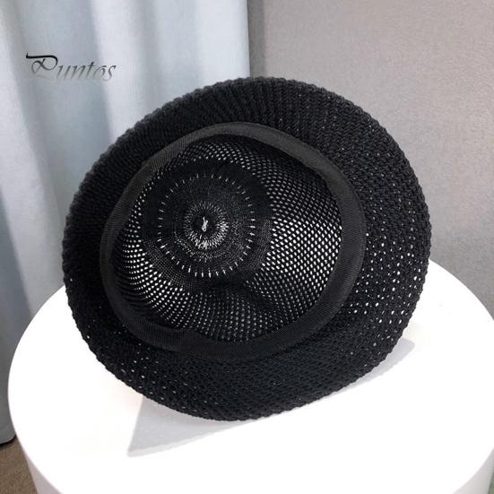 Women Lesure Fisherman Hat Hollow Out Good Breathability Thin Solid Color Anti-UV Sun Protection Foldable Panama Hat Summer Outdoor Bucket Hat