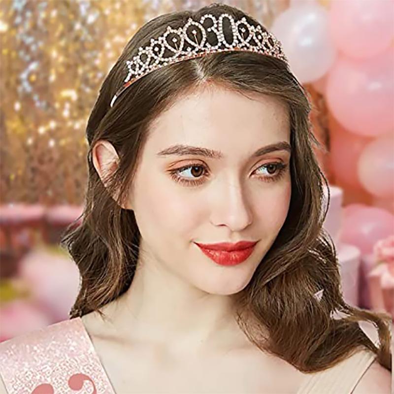 Цифровая корона, ободок для вечеринки по случаю дня рождения с бриллиантовой повязкой, шляпа для первого дня рождения, банкетный торт, корона для волос, аксессуар