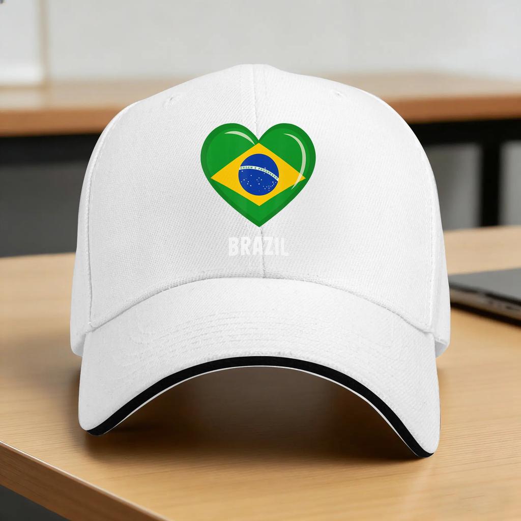 Brazil Flag Heart Baseball Cap  Unisex Women Custom DIY Hip Hop Hats Summer yk Cute Running Hippie Sun Visor Baseball Caps