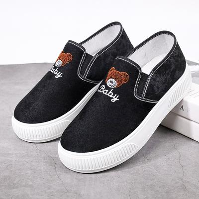 Осень новые холщовые женские туфли Интернет-знаменитости ins универсальные на плоской подошве тканевые туфли одинарные туфли модные повседневные туфли студенческие кеды фактор