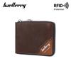 Men Short Wallets RFID Protection Card Holder Vintage Design Zipper Purse Artificial Leather Money Bags