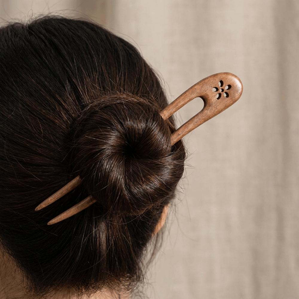 U Shaped Wooden Hair Sticks Handmade Ponytail Hair Bun Maker Delicate Hair Forks Hair Accessories