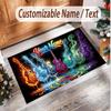 Music Guitar Theme Soft Crystal Velvet Rug Custom Name & Text Print Non Slip Floor Rug for Bedroom Living Room