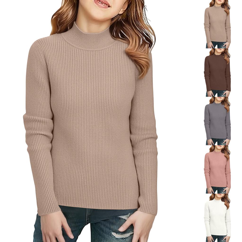 Детская модная повседневная футболка с полувысоким воротником, базовая, с длинным рукавом