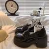 2025 новый дизайн лоферы на одной педали черные универсальные толстый каблук платформа Мэри Джейн маленькие кожаные туфли женские осенние