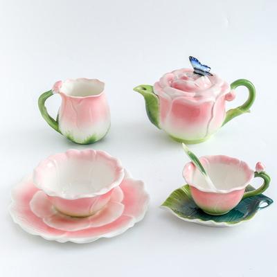 Керамическая кружка «Роза» Фарфоровая кружка Форма имитации цветка Чайный сервиз Чайник с лепестками Чашка-бутон «Бабочка» Кофейные чашки Набор чашек и кружек