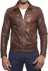 Стильная куртка элегантная мужская из натуральной кожи ягненка новая коричневая ручная работа