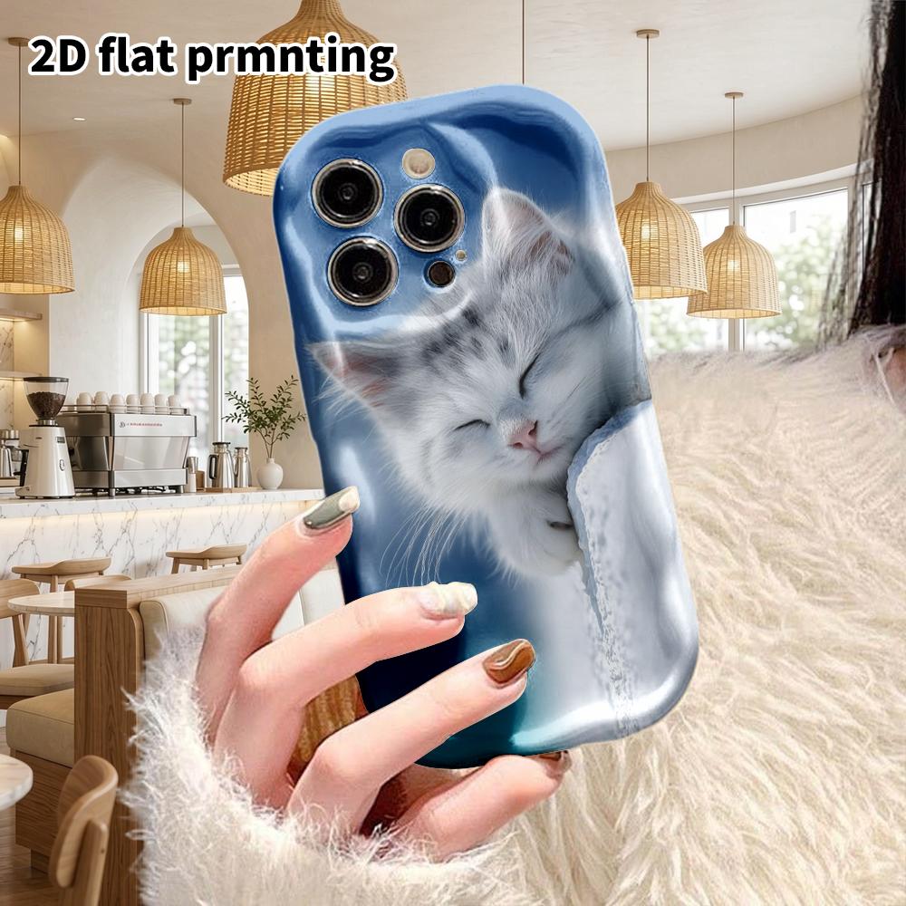 Чехол для телефона: 2D плоский дизайн, подходящий для iPhone 18, 17, 16, 15, 14, 13 Pro, защитный чехол-пленка, стиль для пары, градиентный котенок, Рождество и Хэллоуин