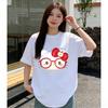 Летняя футболка с коротким рукавом и принтом Hello Kitty, мультяшная, из чистого хлопка, удобная, свободного кроя, для женщин, 2026