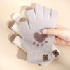 New Women Winter Keep Warm Plus Cashmere Thicken Touch Screen Cute Lovely Cat Paw Knitted Wool Gloves Drive Cycling