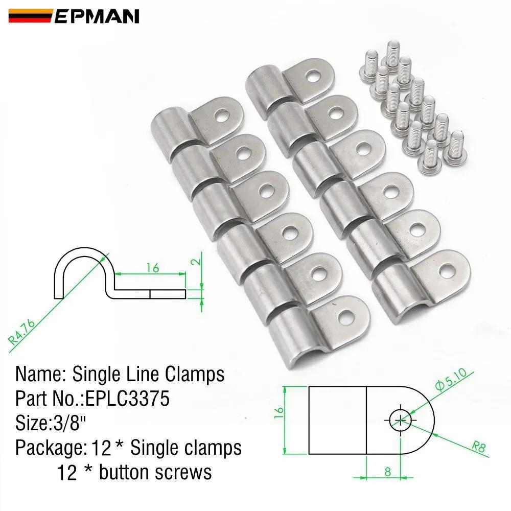 EPMAN Single Line Clamp Fuel Line Clamps 3/8"&3/16"& 1/4" SS 1 Pack Suit Fuel, Air, Electrical, Brake, Lines Etc EPLC3187