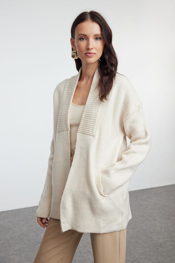 Женский модный стильный кардиган, широкий крой, мягкий текстурированный трикотаж, кардиган