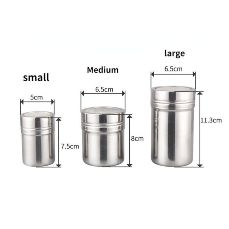 Stainless Steel Spice Pepper Shakers Chocolate Shaker Lid Sugar Bowl Cocoa Container Powder Coffee Sifter Kitchen Accessories