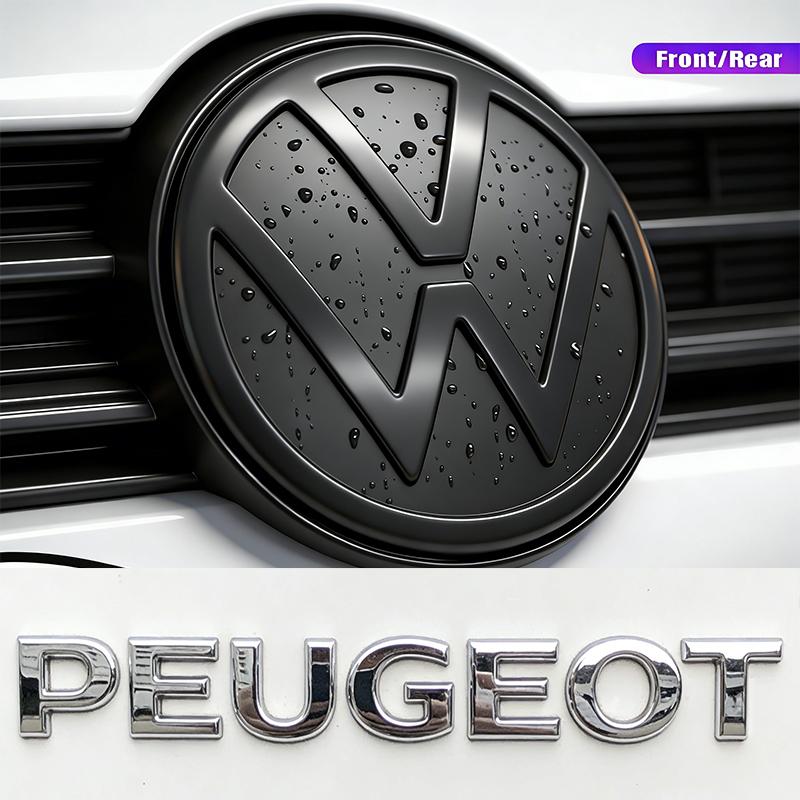 2Pcs Car Logo Front Bonnet Grill Badge Cover Trunk Lid Emblem Sticker For VW Golf Amarok T5 Phaeton Teramont Auto Sticker ze5