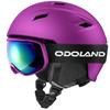 Odoland Ski Helmet Set with Snowboard Dial Size Glasses Double Spherical Impact UV and Small Goggles, Helmet, Adjustment, Compatible, Lens, Windproof,