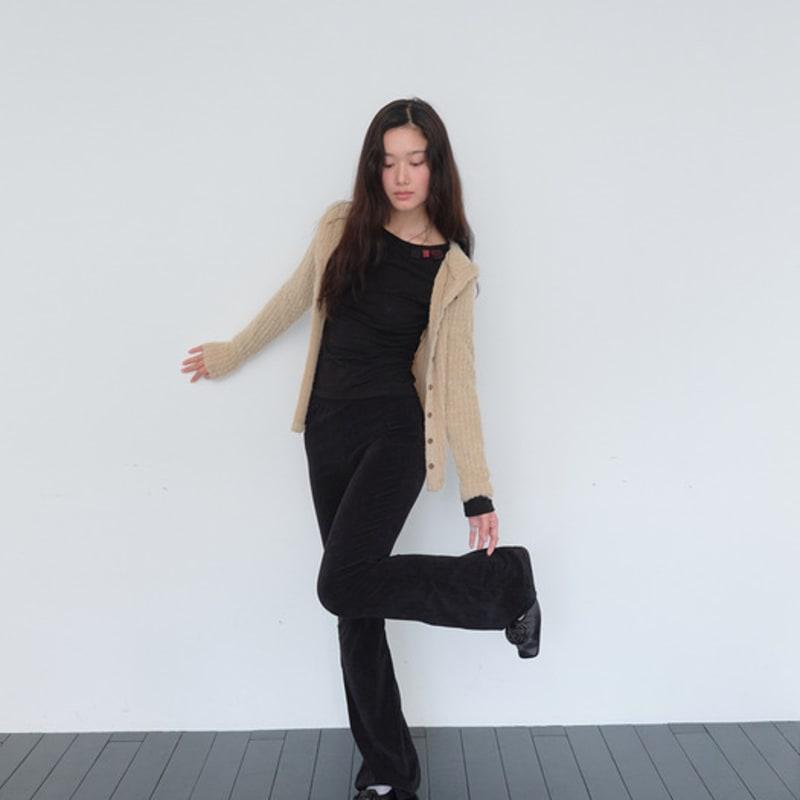 Брюки-клеш с бандажной отделкой и модульная шаль muwm (черный)