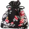 Laura Ashley "Chenille" Drawstring Bag, Roses, Black, Approx. 19 X 3 X 20cm (RUA44572, Bk)