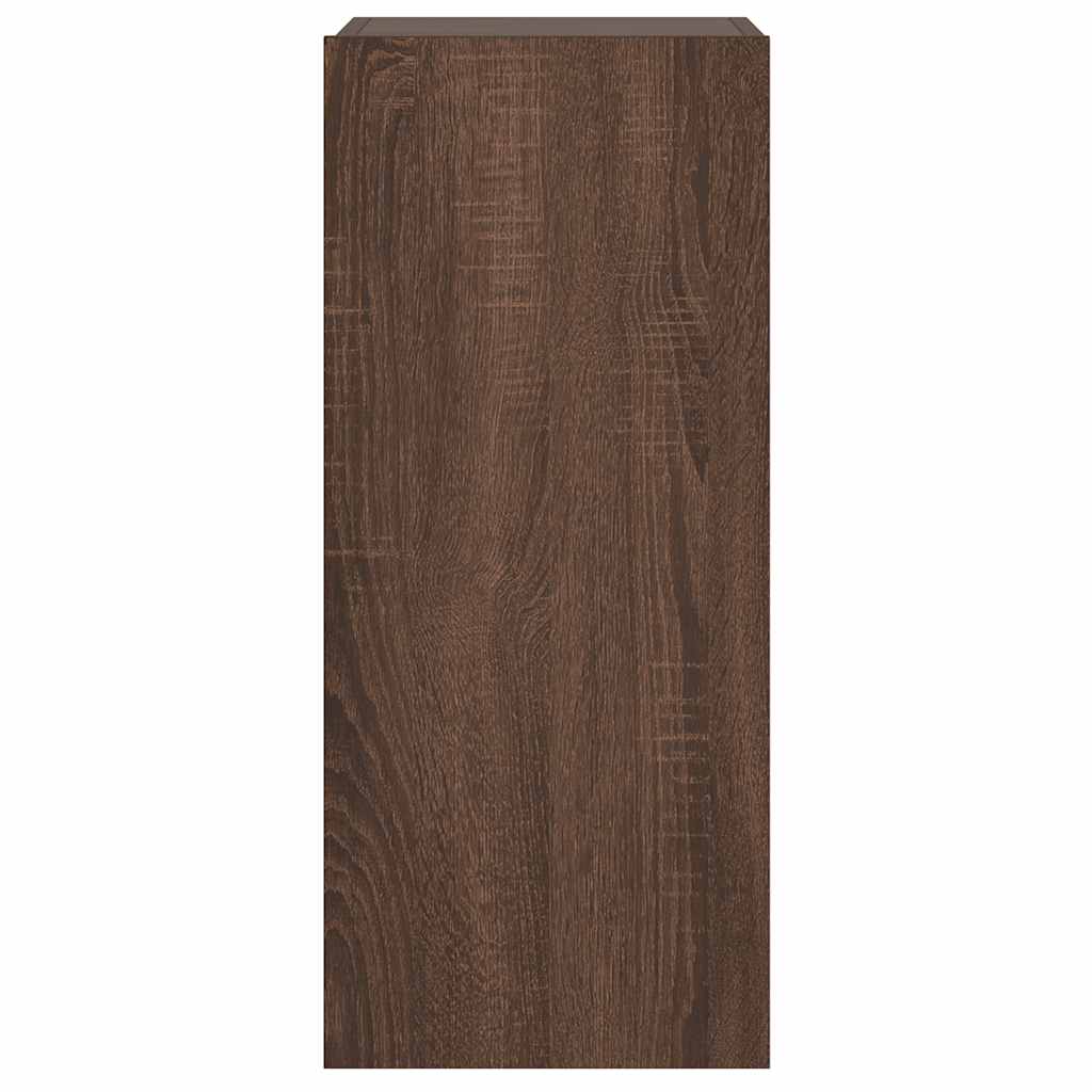 Wall Mounted TV Cabinet with LED Lights Brown Oak Effect 12 x 13.8 x 27.6 in (30.5 x 35 x 70 cm)