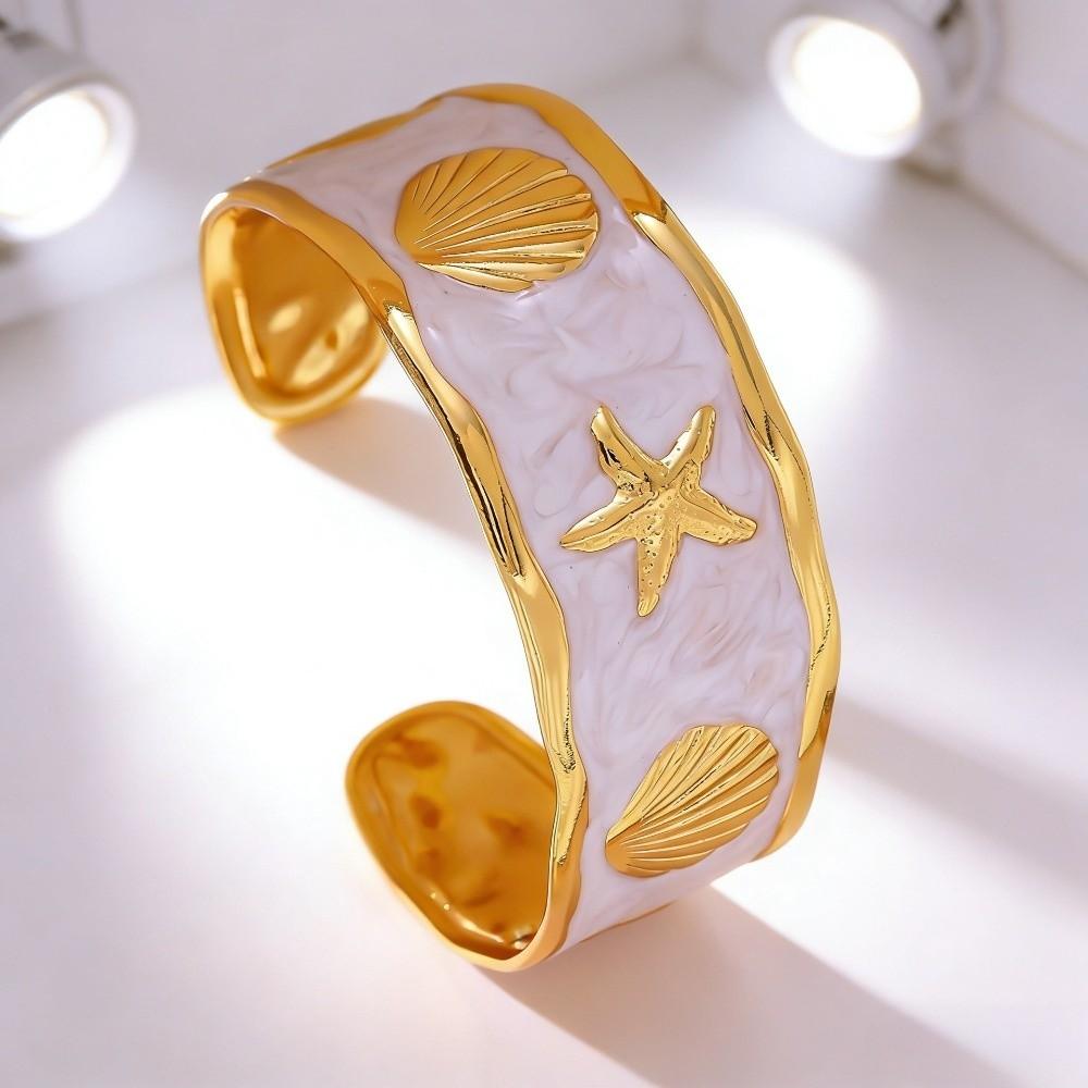 Glazed Coating Enamel Bracelet Stainless Steel Bracelets for Women Open Bangles Lady's Gift