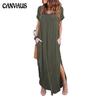 Plus Size 5XL Sexy Women Dress Summer 2022 Solid Casual Short Sleeve Maxi Dress For Women Long DressLady Dresses