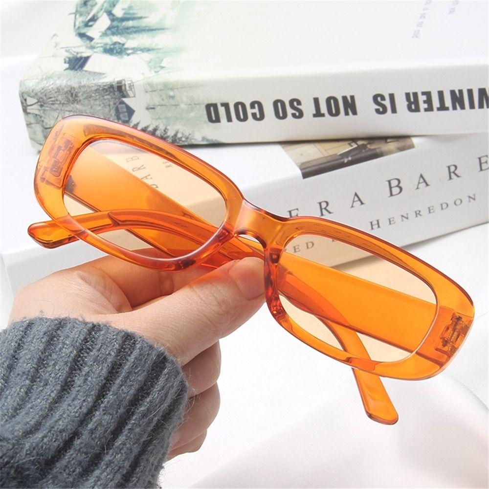 Прямоугольные солнцезащитные очки конфетного цвета, защита UV400, черные линзы, ретро Y2K солнцезащитные очки для женщин и мужчин