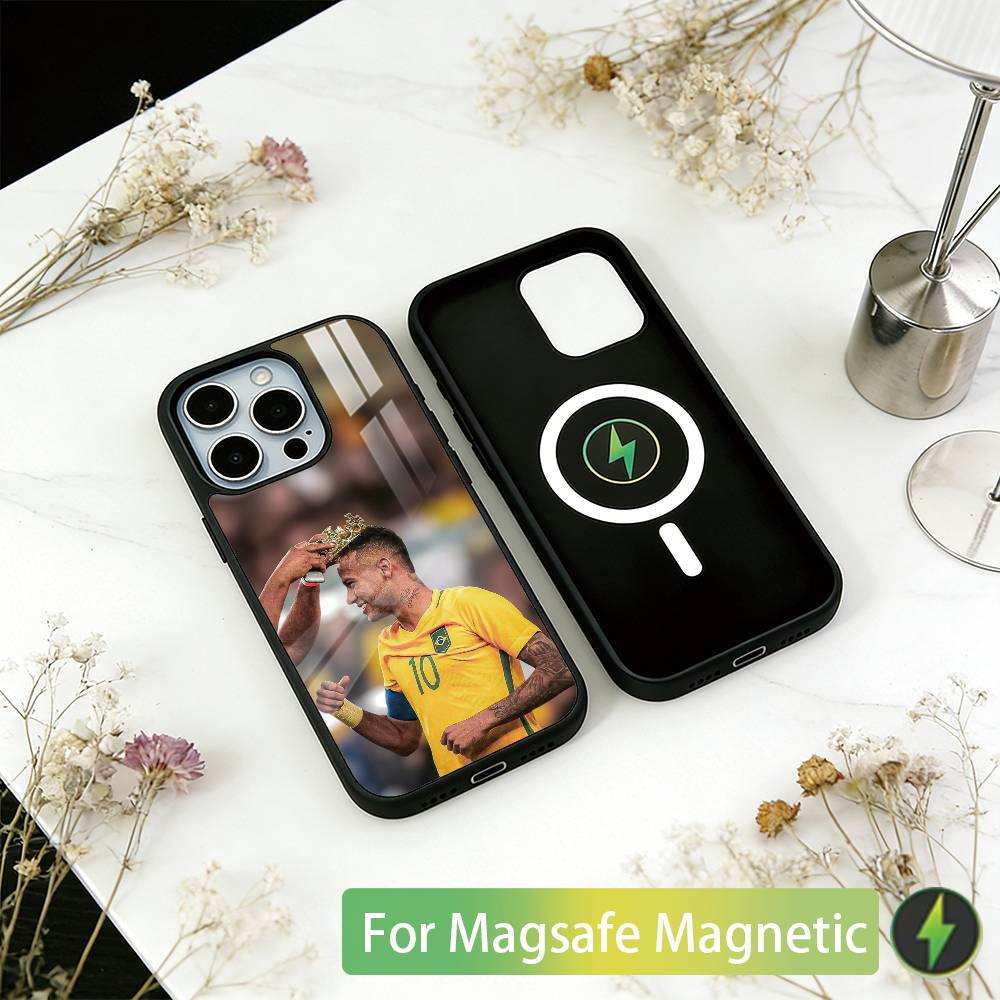 Футбольная звезда 10 Неймар Чехол для телефона для iPhone 17, 16, 15, 14, 13, 12, 11 Plus, Pro Магнитный с беспроводной зарядкой Magsafe