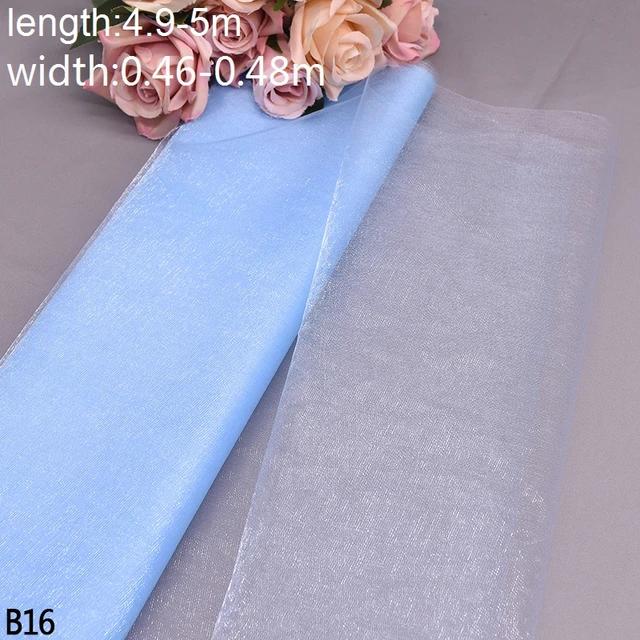 New 5/10m Tulle Wedding Organza Roll Sheer Crystal Organza Fabric for Wedding Decoration Mariage Yarn Birthday Event Party Suppl