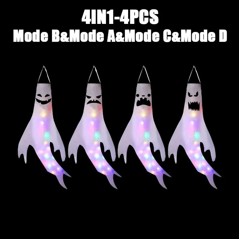 Страшный призрак Ветроуказатель Светодиодное освещение Призрачный кулон Подвесные призраки Фестиваль призраков Украшение места проведения Реквизит Украшение вечеринки на Хэллоуин