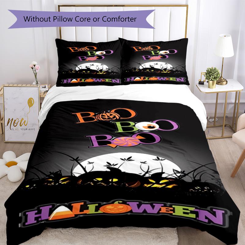 Halloween Bedding Set Breathable Duvet Cover with Pillowcases Decorative Bed Linen for Bedroom Home Decoration Birthday Gift