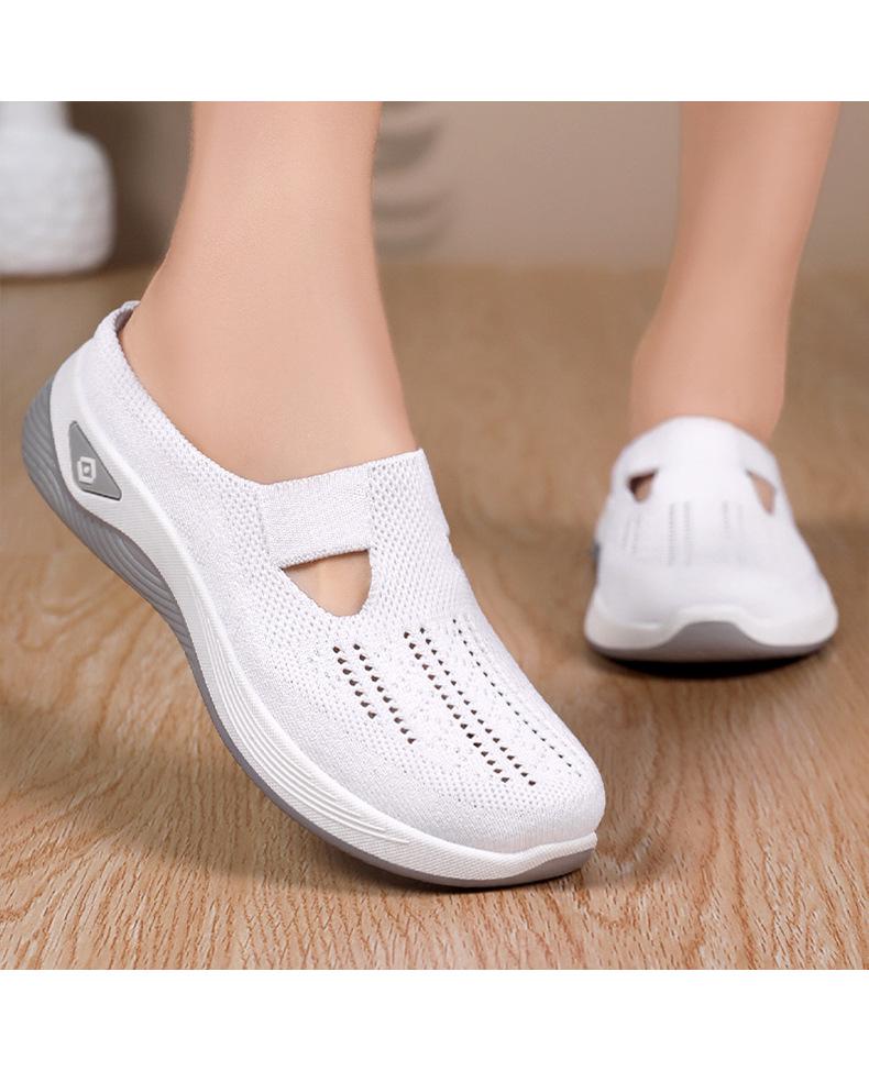 Универсальные женские дышащие слипоны из сетки с закрытым носком и мягкой подошвой