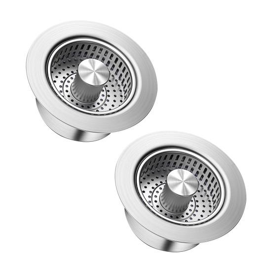 Stainless Steel Sink Drain Strainer Quick Drainage Anti-Clogging Food Catcher Basket Universal Press-Type Filter Sink Plugs for Kitchen