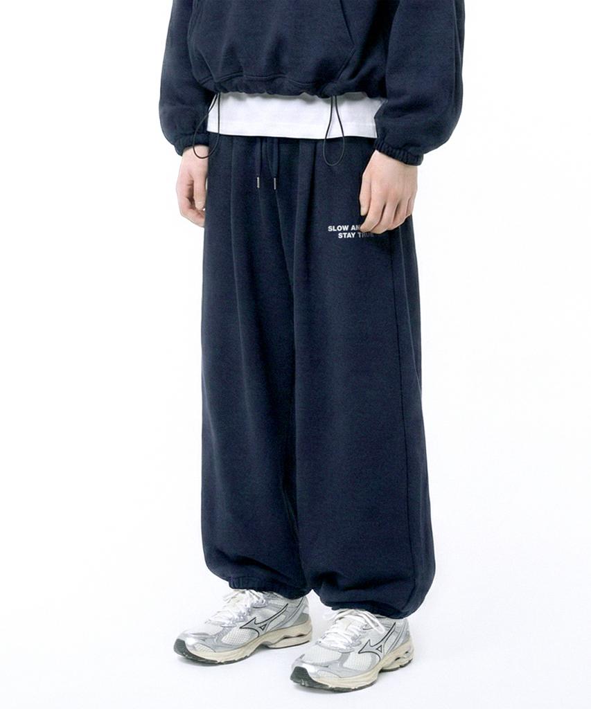 PRINOAR Small Slow And Soft String One-Pleat Wide Pants - Navy