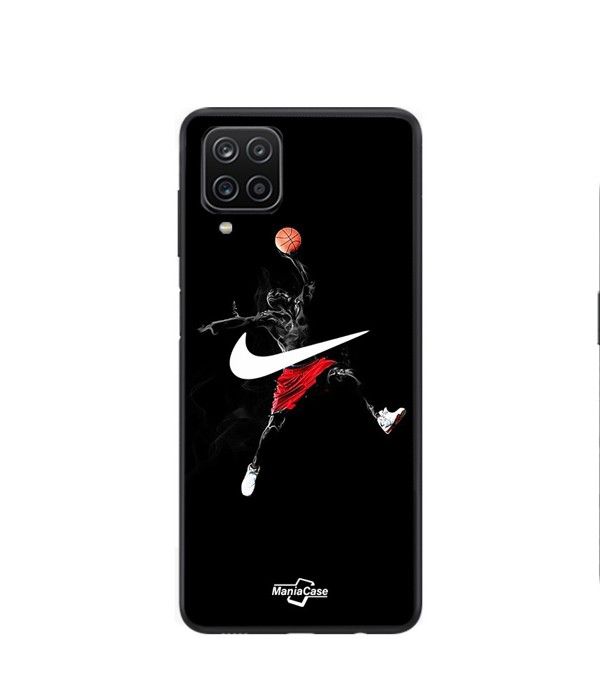 Coque - Maniacase - Samsung Galaxy A12 - Silicone - Souple - Nike Jordan logo noir
