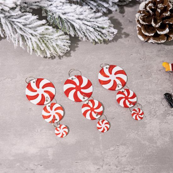 9 шт. Рождественские украшения из конфет, красные и белые круглые конфеты, подвесное украшение на Рождество