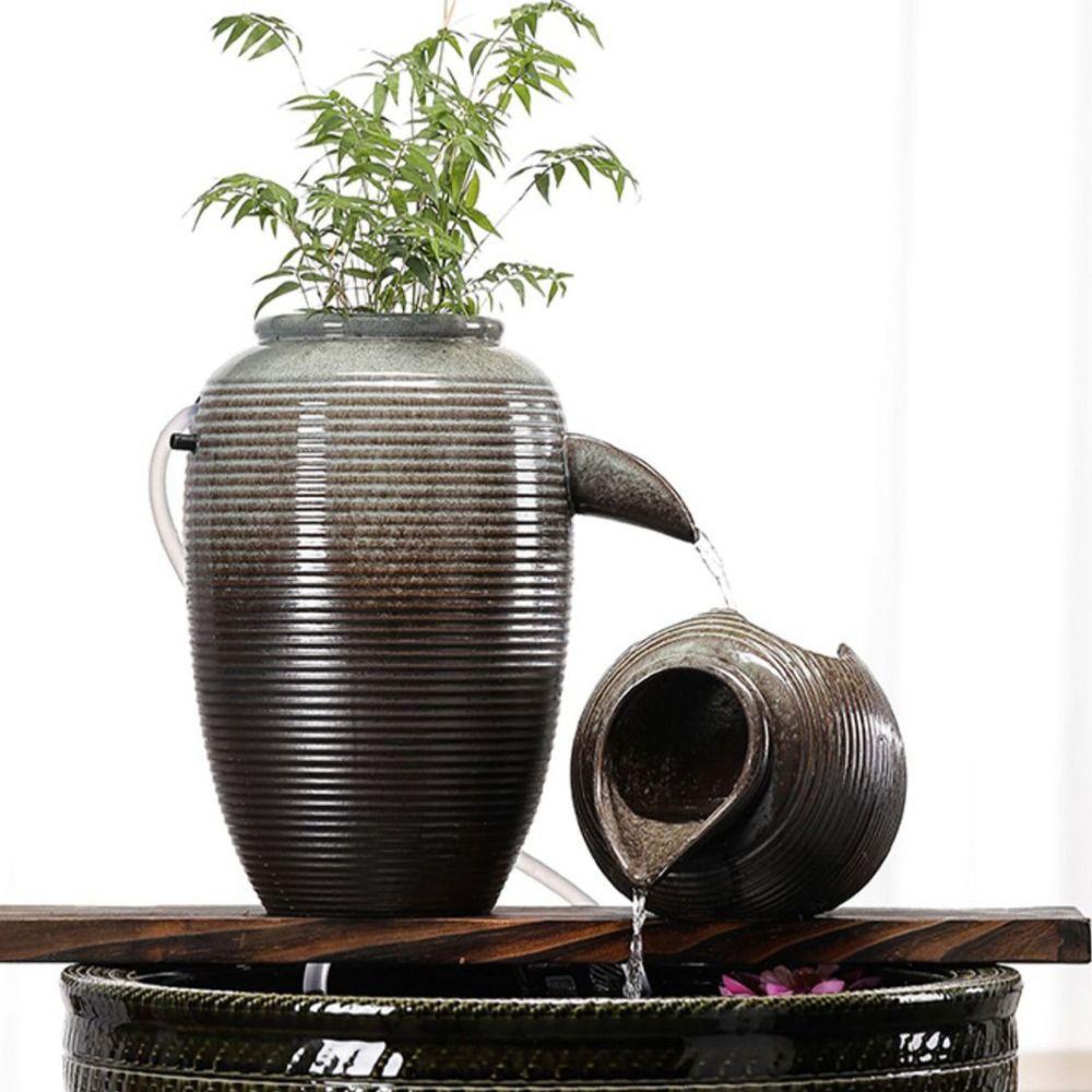 Декоративный керамический аквариум с циркулирующим водопадом с верхним отверстием, фонтан с текущей водой, офис