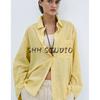 Women's Spring Clothing French Simplicity Style Lapel Cotton Spinning Stripes Ruched Long Sleeve Shirt Top 2803670