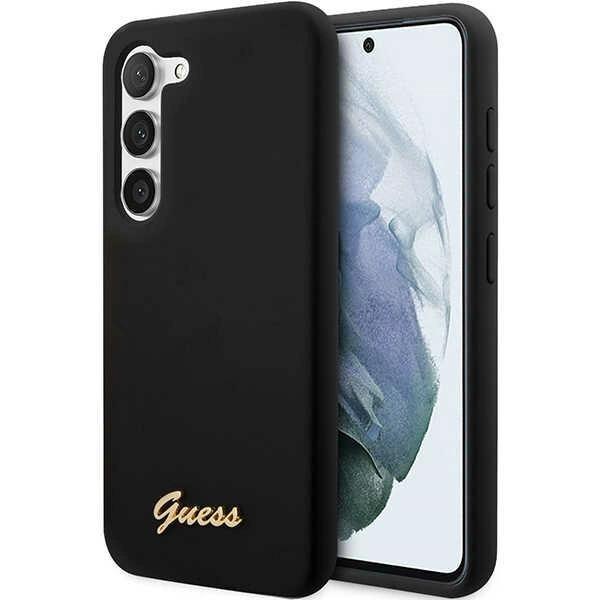 Guess Guhcs23Sslsmk S23 S911Czarny/Black Hardcase Silicone Vintage Gold Logo