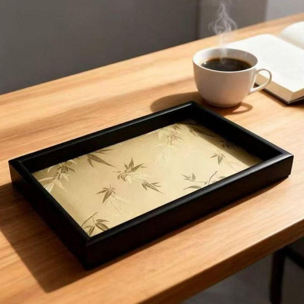 Chinese Style Bamboo Leaf Serving Tray Wooden Jewelry Storage Tray  Living Room