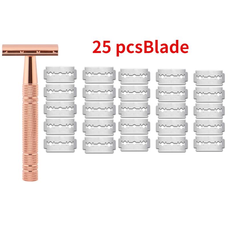 Бритва розового золота, классическая безопасная бритва с двойным лезвием для мужского бритья и женской эпиляции, лезвия для бритья, ручная бритва