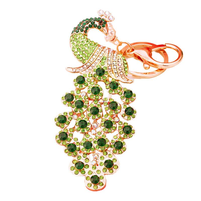 Изысканный металлический брелок с павлином из страз, очаровательный шарм для сумки, креативный аксессуар, подарок