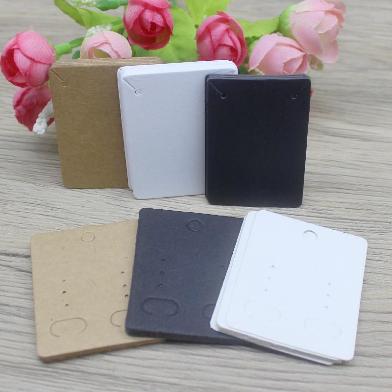 50 шт. Бумажная карточка для сережек-гвоздиков 5x4 см коричневого/белого цвета, сделай сам, упаковка для украшений, маленькая пустая карточка для демонстрации ожерелья с подвеской